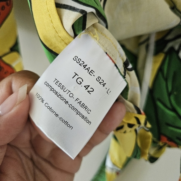 Alessandro Enriquez Lemon Print Short Sleeve Front Tie Blouse IT 42 - Picture 9 of 9